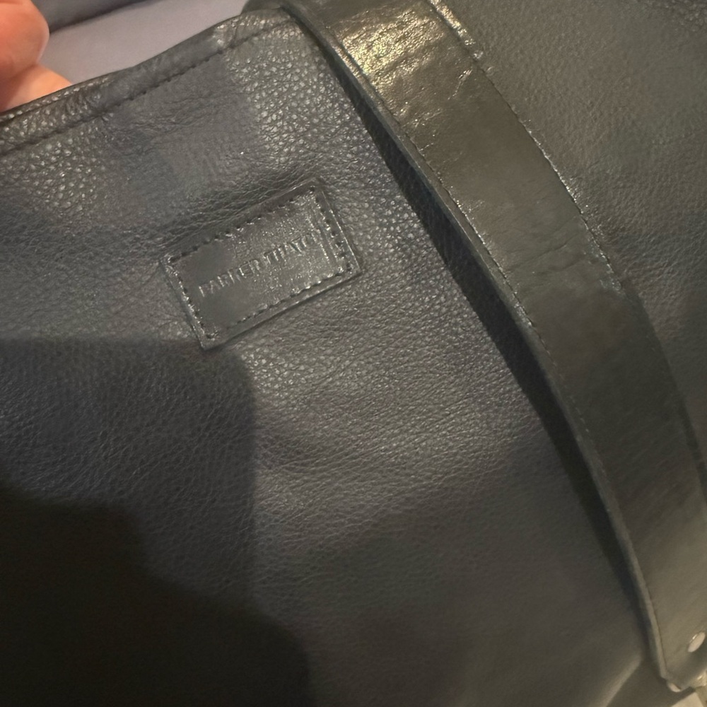 Black Textured Leather Briefcase